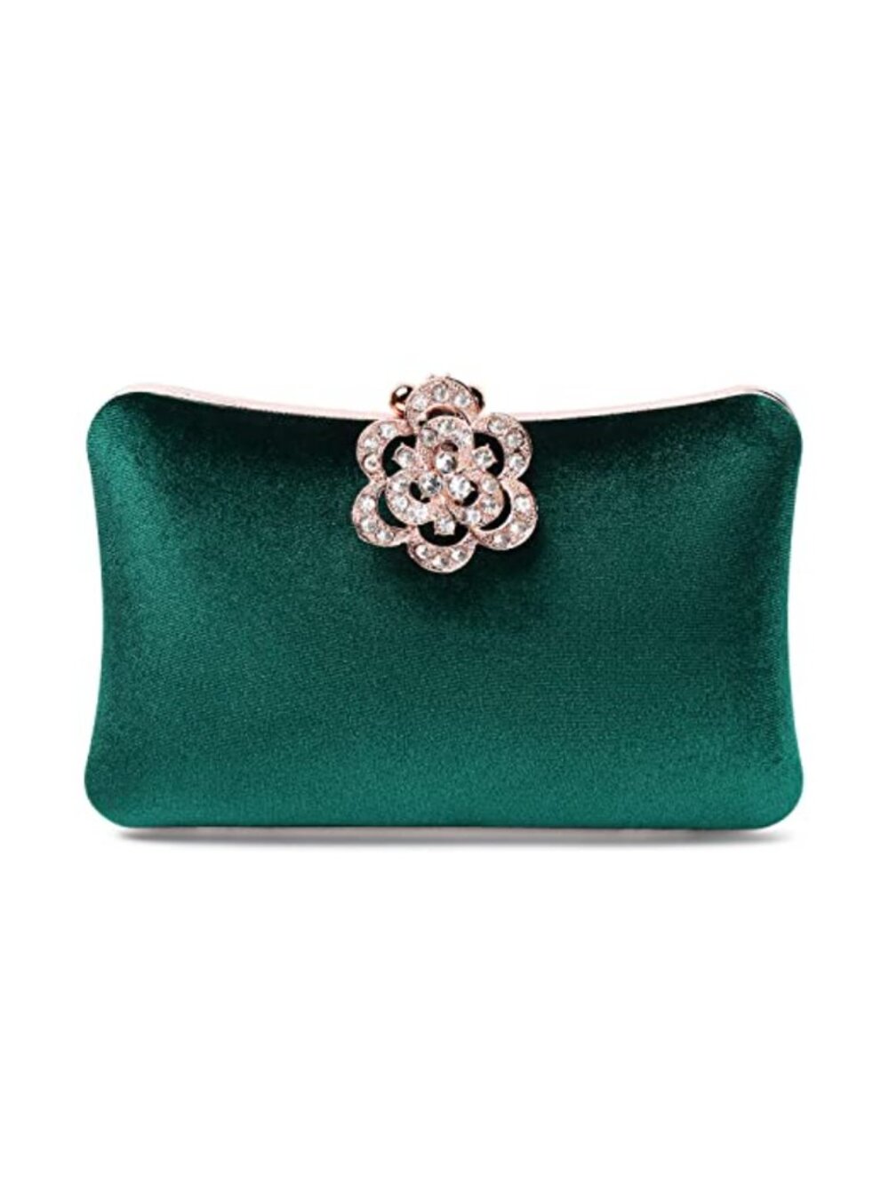 Velvet Evening Clutch Rhinestone Crystal Flower Clasp Party Wedding Bag